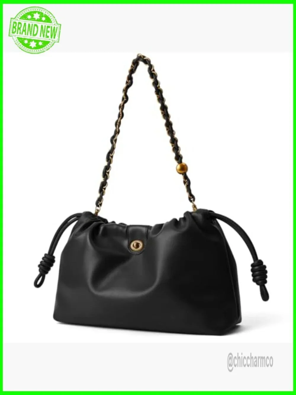 Vegan PU Bucket Hobo Purse with Detachable Straps, 12x8x4 Inches
